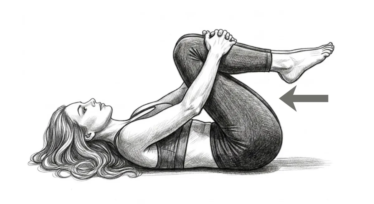 Step 3 for Double knee to chest stretch exercise