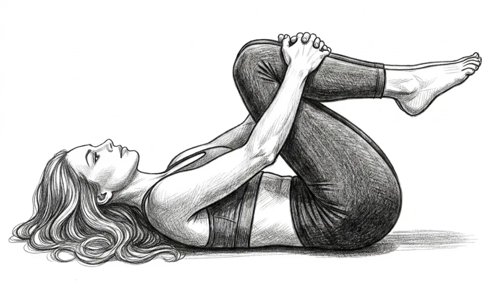 Step 2 for Double knee to chest stretch exercise