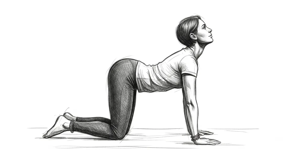 Step 2 for Cat and Cow stretch exercise