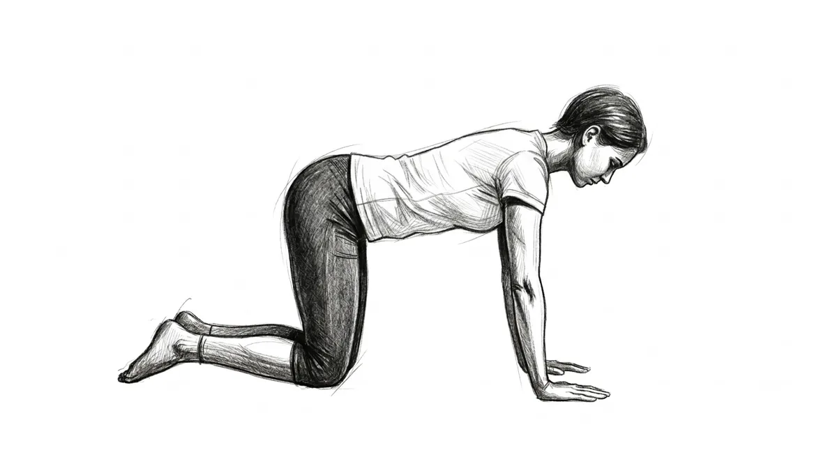 Step 1 for Cat and Cow stretch exercise