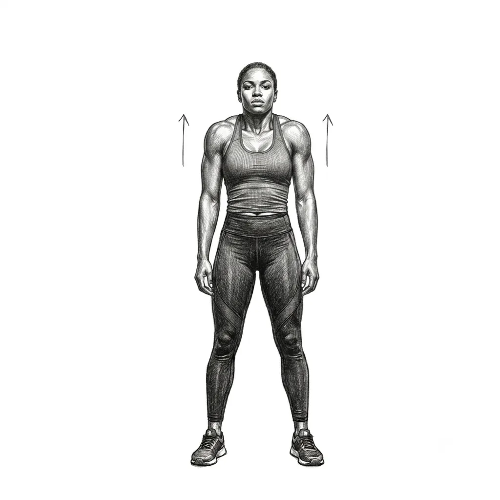 Step 2 for Shoulder shrug exercise