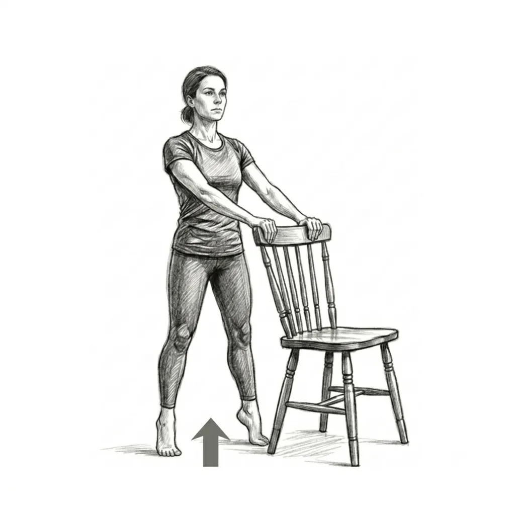 Step 2 for Standing calf raise exercise