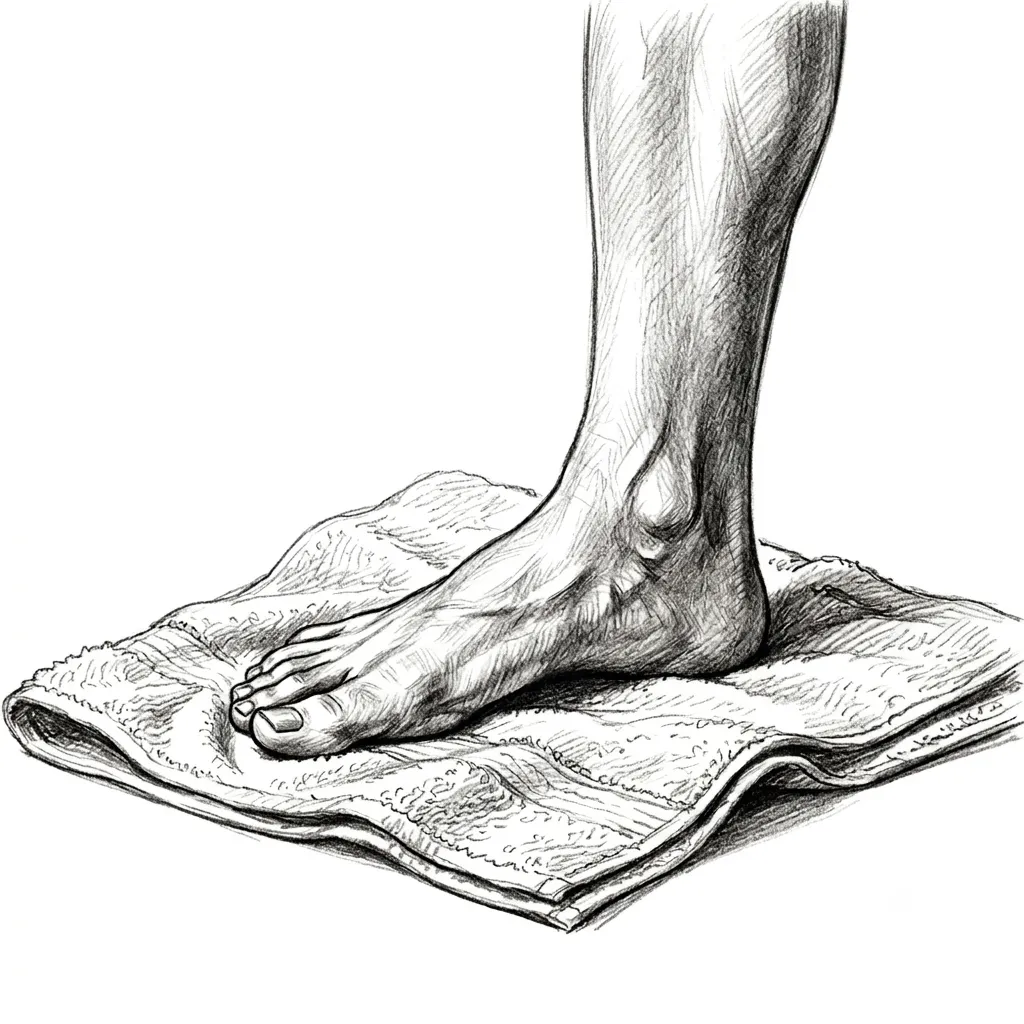 Step 1 for Towel Scrunch Excercise  exercise