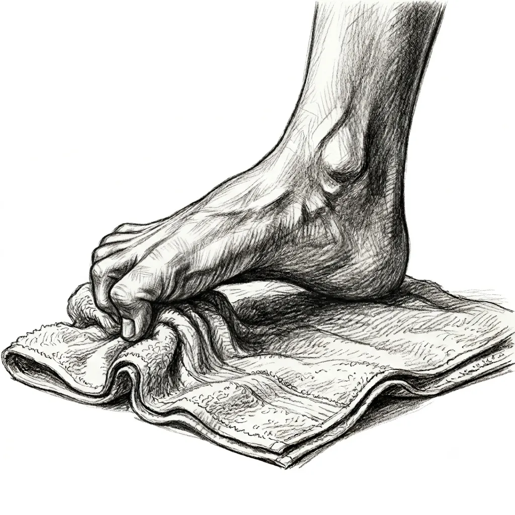 Step 2 for Towel Scrunch Excercise  exercise