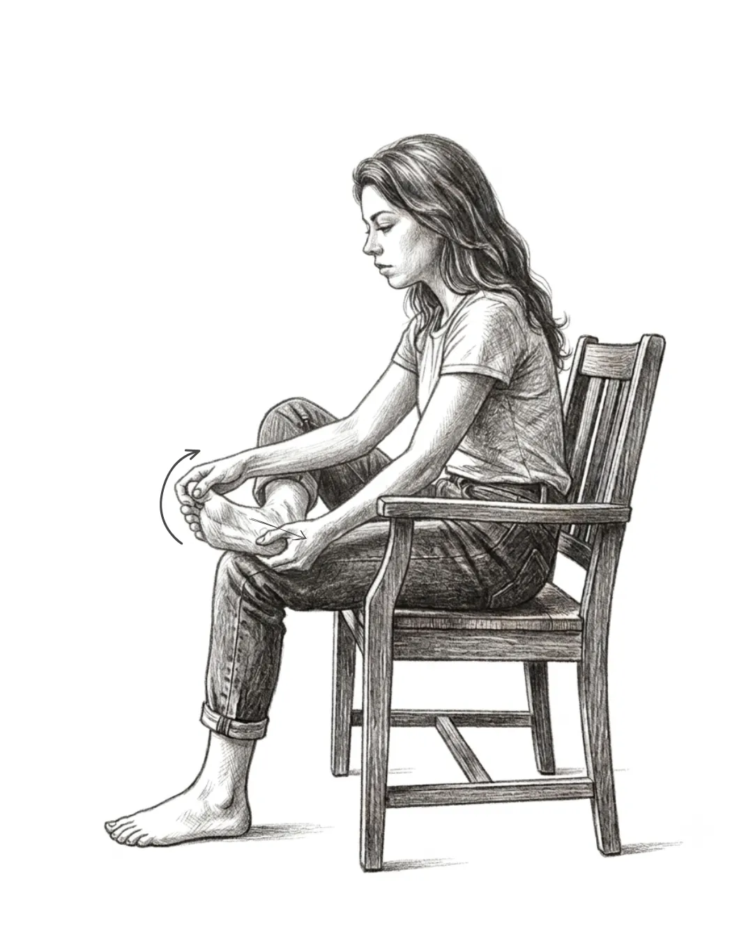 Step 3 for Seated plantar fascia stretch exercise