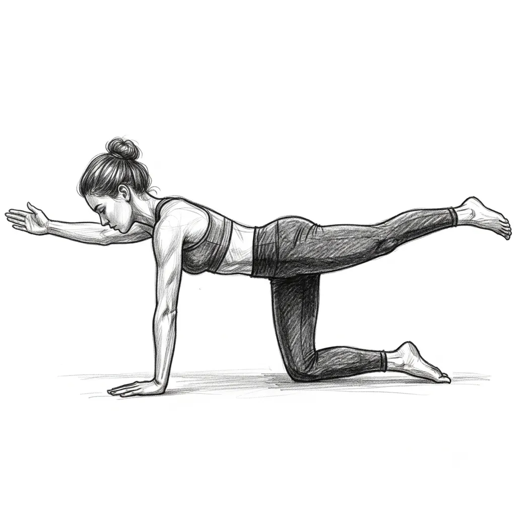 Step 2 for Bird dog  exercise
