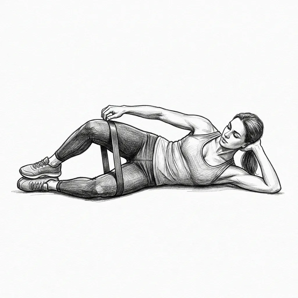 Step 1 for Side lying clamshell with a band exercise