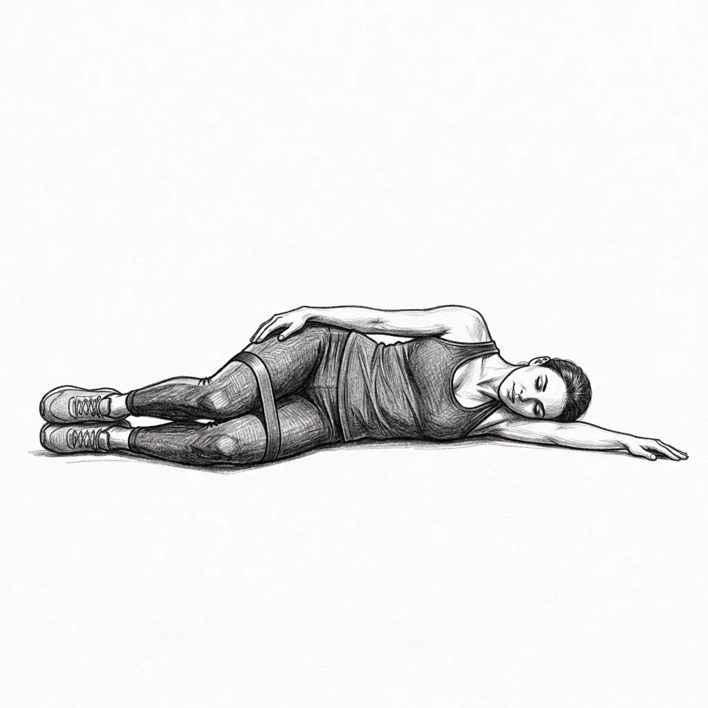 Step 2 for Side lying clamshell with a band exercise