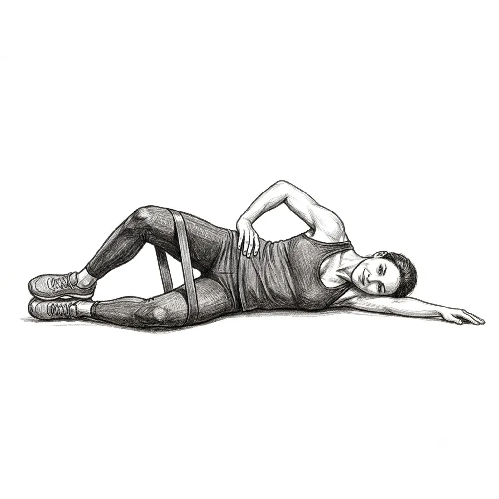 Step 4 for Side lying clamshell with a band exercise