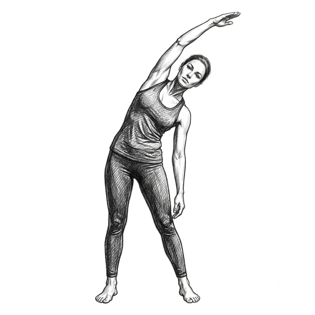Step 2 for Standing Lateral Flexion Stretch exercise