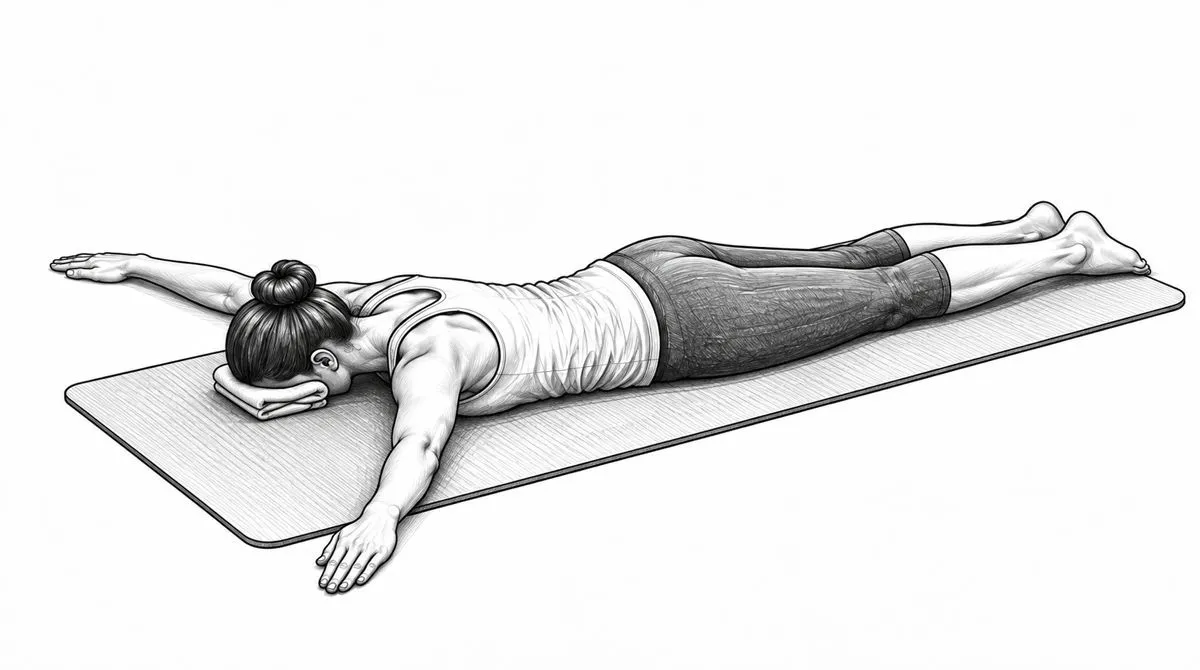 Step 2 for Prone T exercise