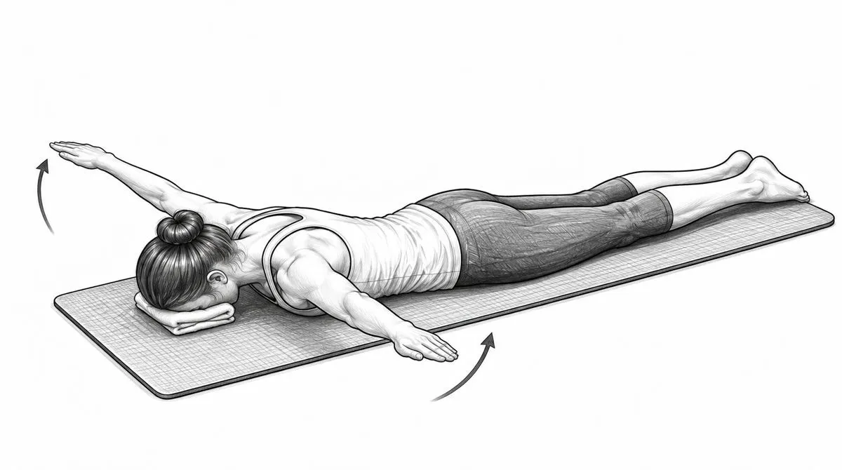 Step 3 for Prone T exercise