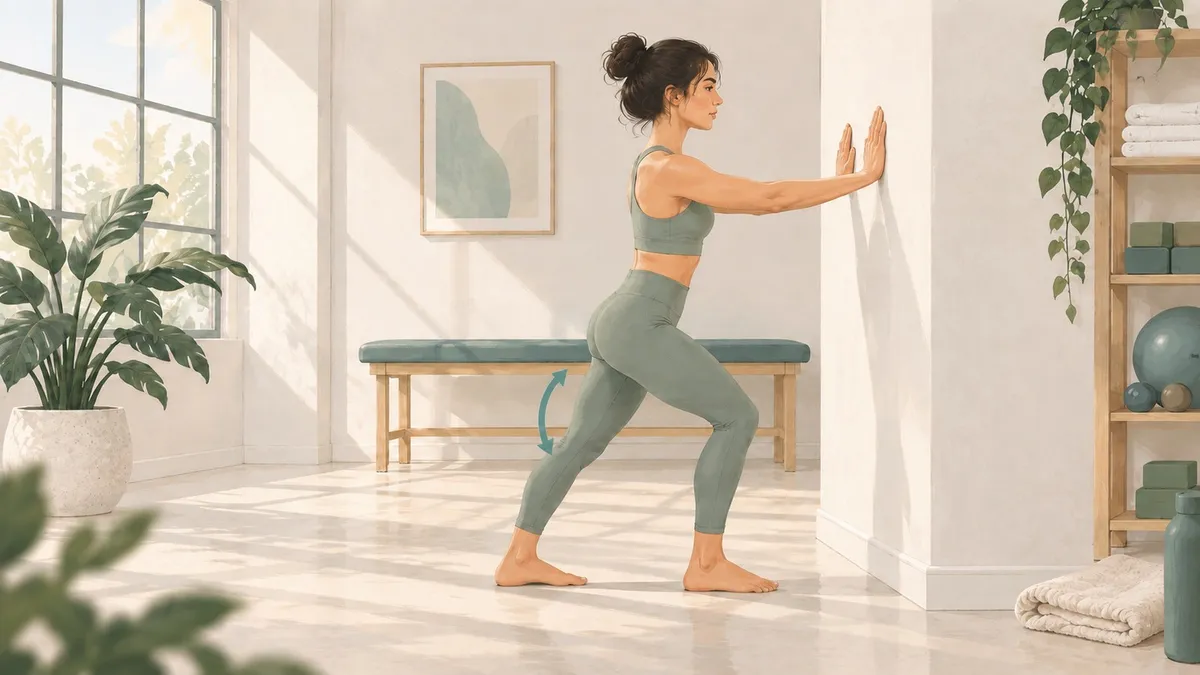 Wall facing calf stretch -Soleus