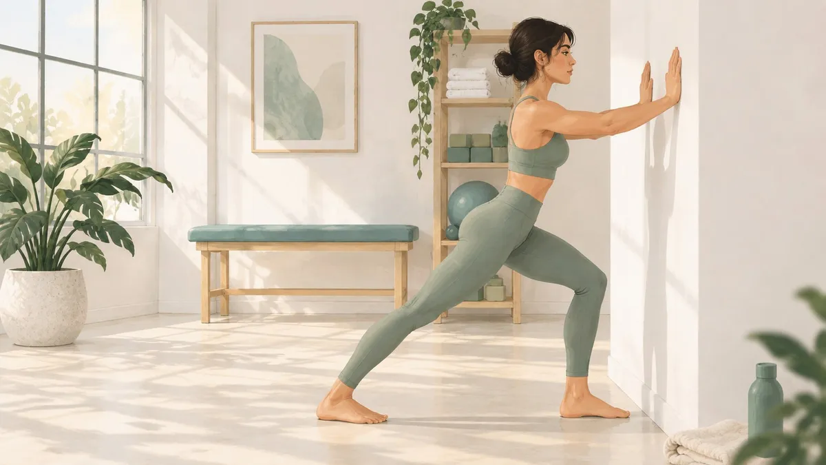 Wall facing calf stretch- Gastrocnemius