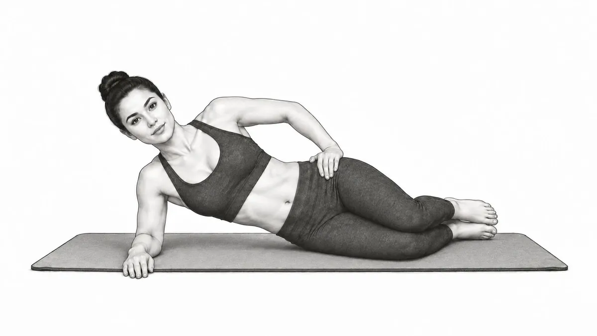Step 1 for Side Plank (Modified, on Knees) exercise