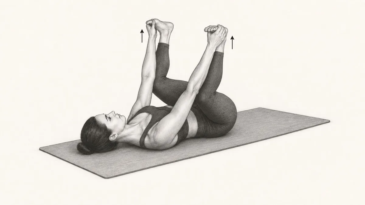 Step 3 for Happy Baby Stretch (Supine) exercise