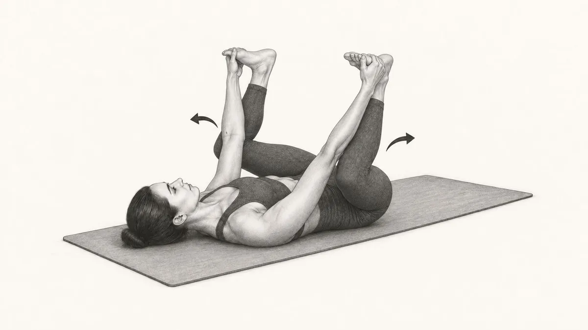 Step 4 for Happy Baby Stretch (Supine) exercise