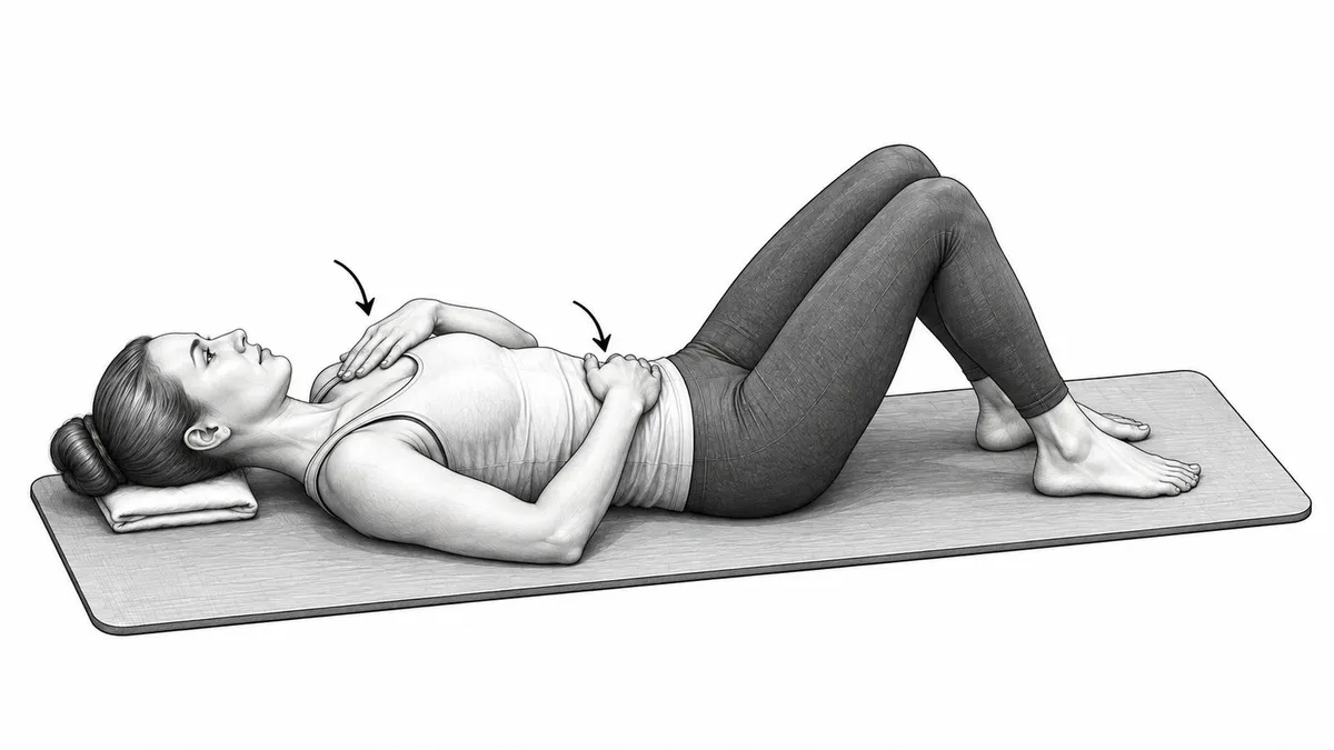 Step 2 for Diaphragmatic Breathing in Supine exercise