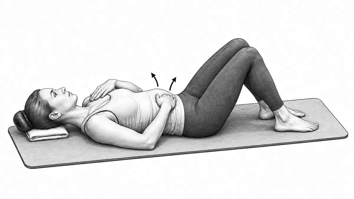 Step 3 for Diaphragmatic Breathing in Supine exercise