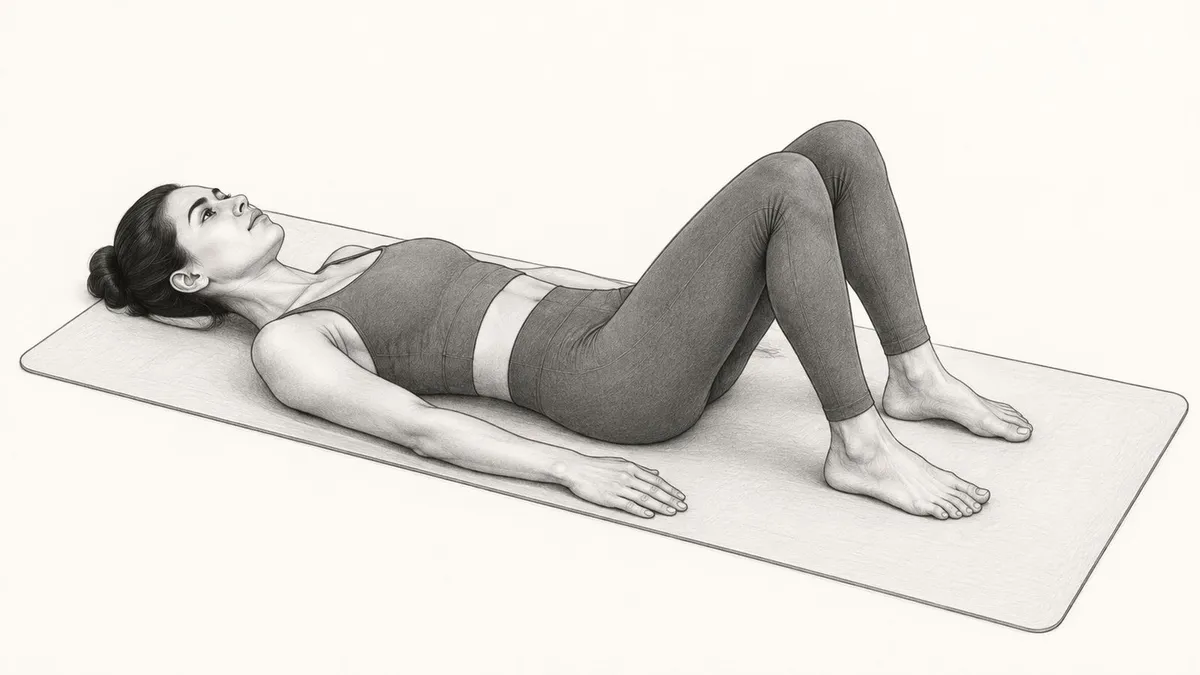 Step 1 for Bent Knee Fall-Out in Supine exercise