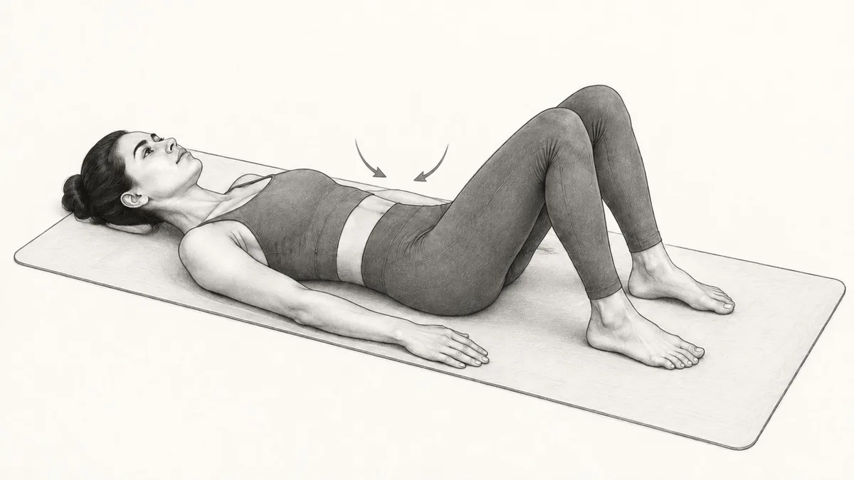 Step 2 for Bent Knee Fall-Out in Supine exercise