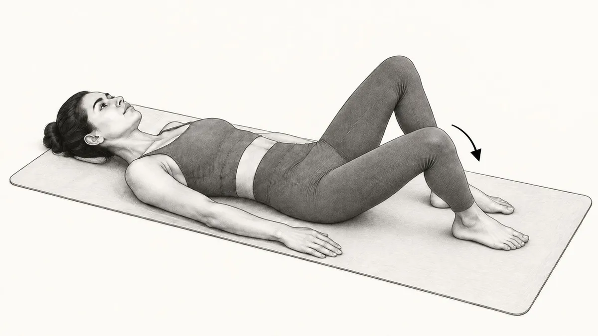 Step 3 for Bent Knee Fall-Out in Supine exercise