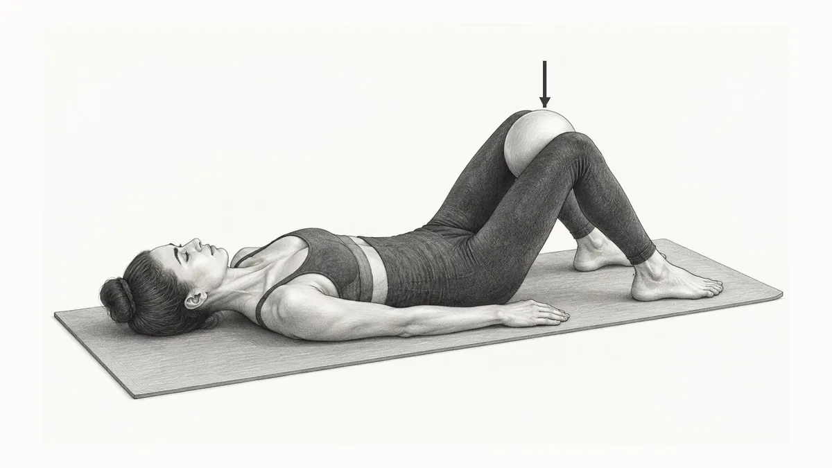Step 2 for Hip Adductor Ball Squeeze in Supine exercise