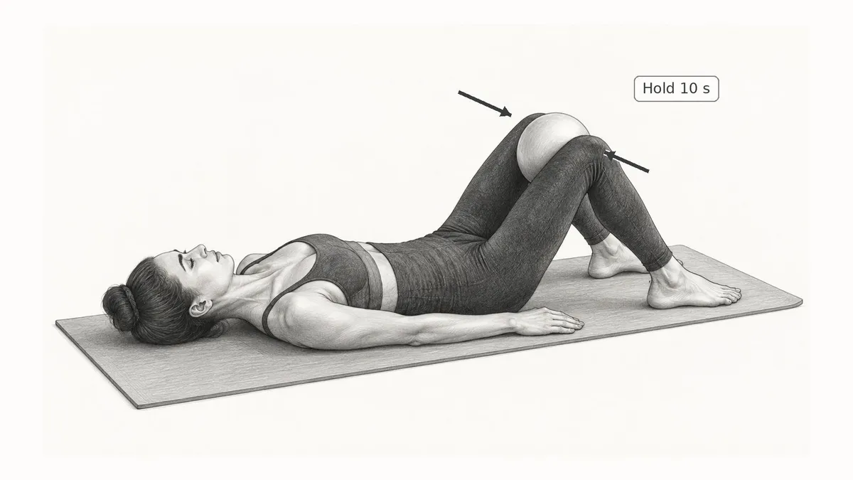 Step 3 for Hip Adductor Ball Squeeze in Supine exercise