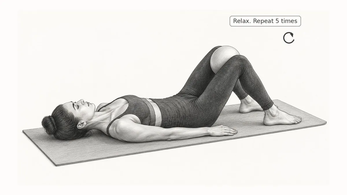 Step 4 for Hip Adductor Ball Squeeze in Supine exercise