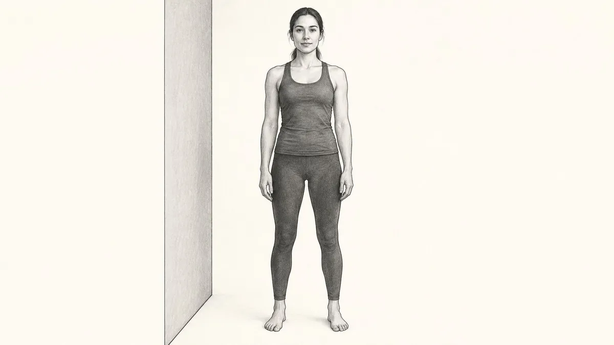Step 1 for Biceps Stretch at Wall in Standing exercise