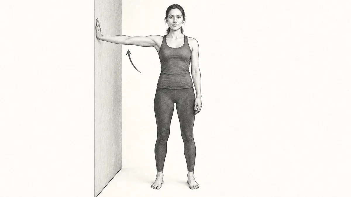 Step 2 for Biceps Stretch at Wall in Standing exercise