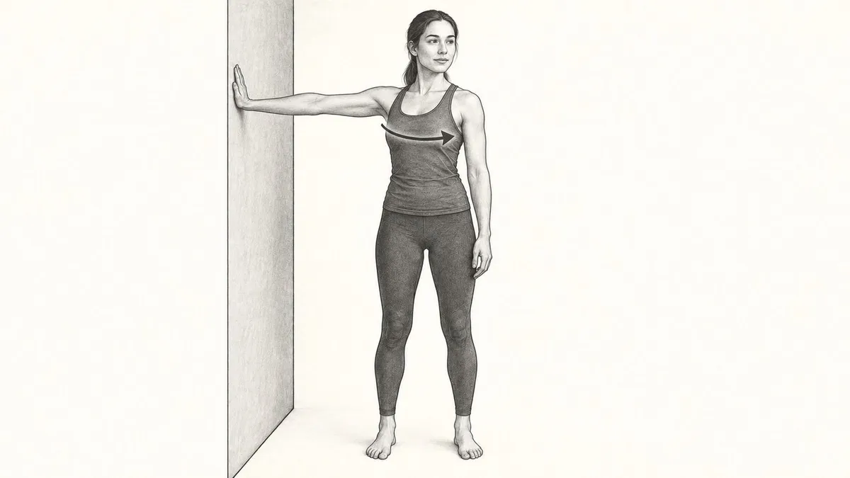 Step 3 for Biceps Stretch at Wall in Standing exercise