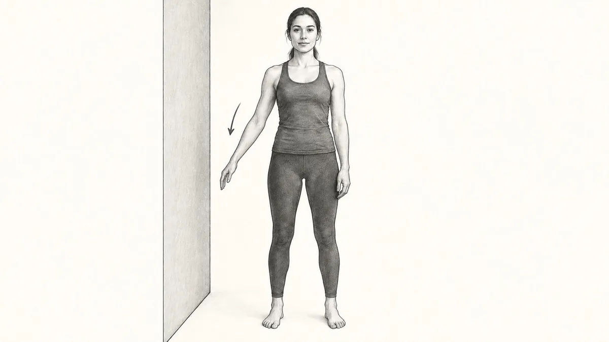 Step 4 for Biceps Stretch at Wall in Standing exercise