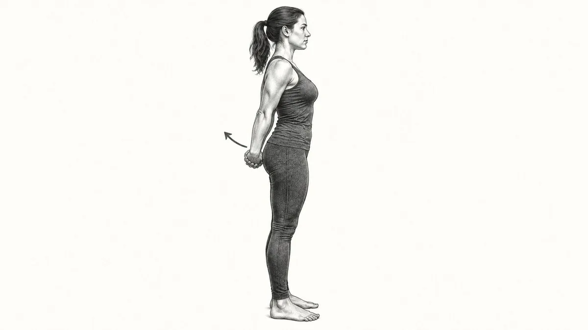 Step 2 for Anterior Deltoid Stretch in Standing exercise