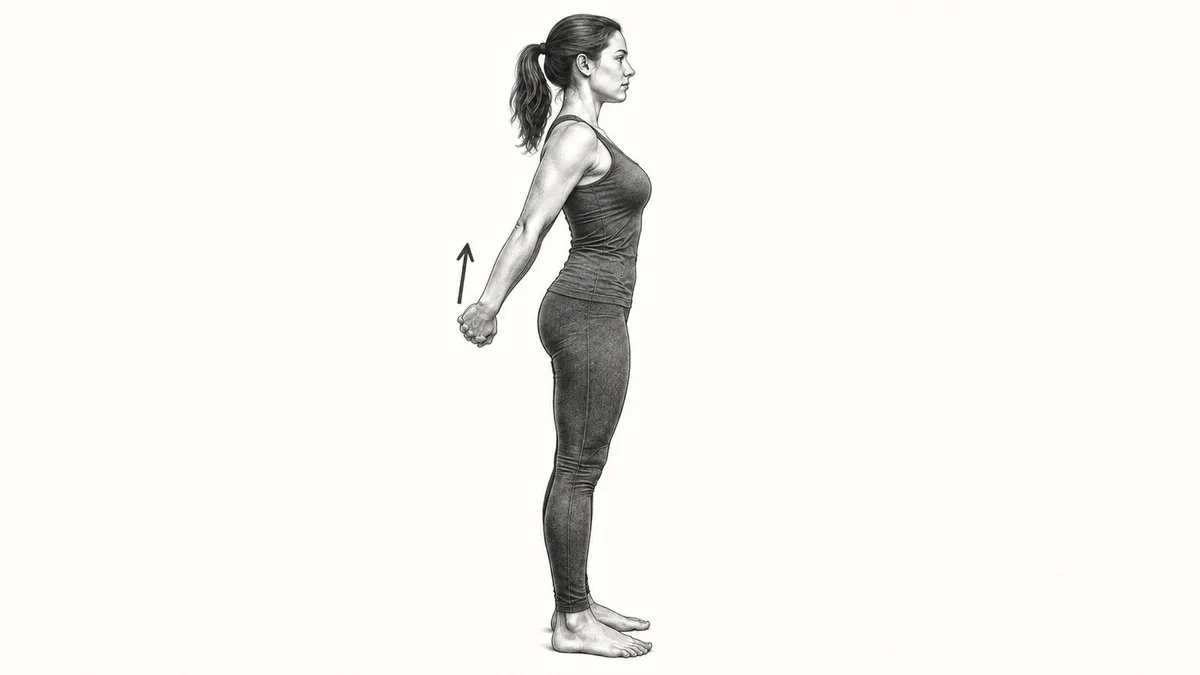 Step 3 for Anterior Deltoid Stretch in Standing exercise