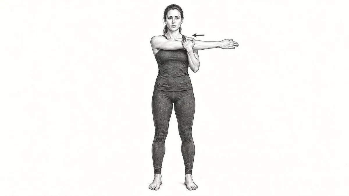 Step 3 for Posterior Deltoid Stretch (Cross-Body) in Standing exercise