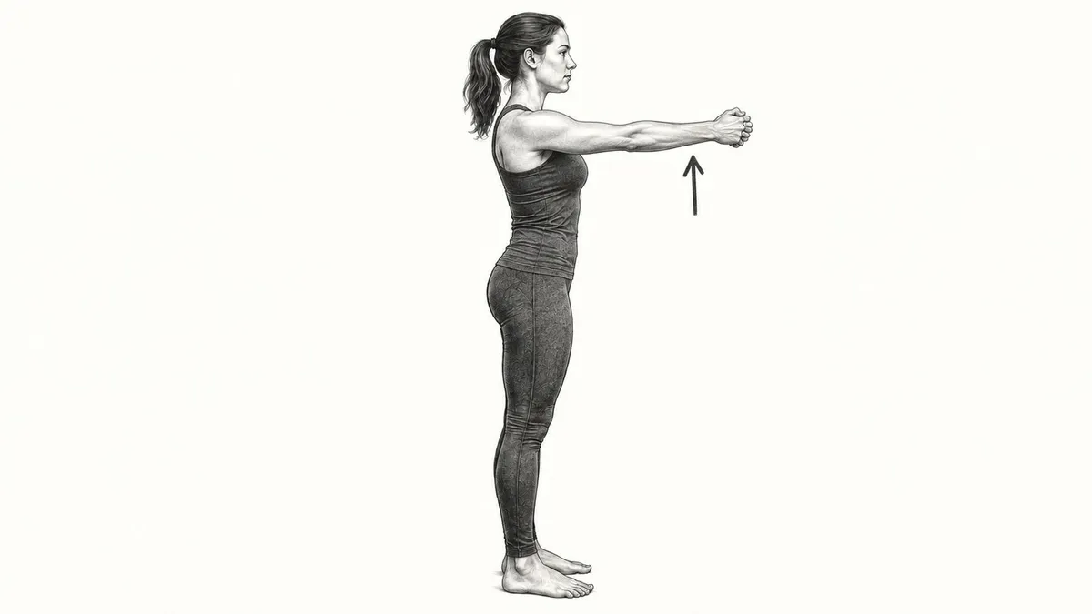 Step 2 for Rhomboid Stretch in Standing exercise