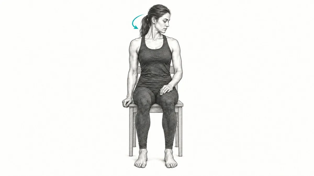Step 2 for Levator Scapulae Stretch in Sitting exercise