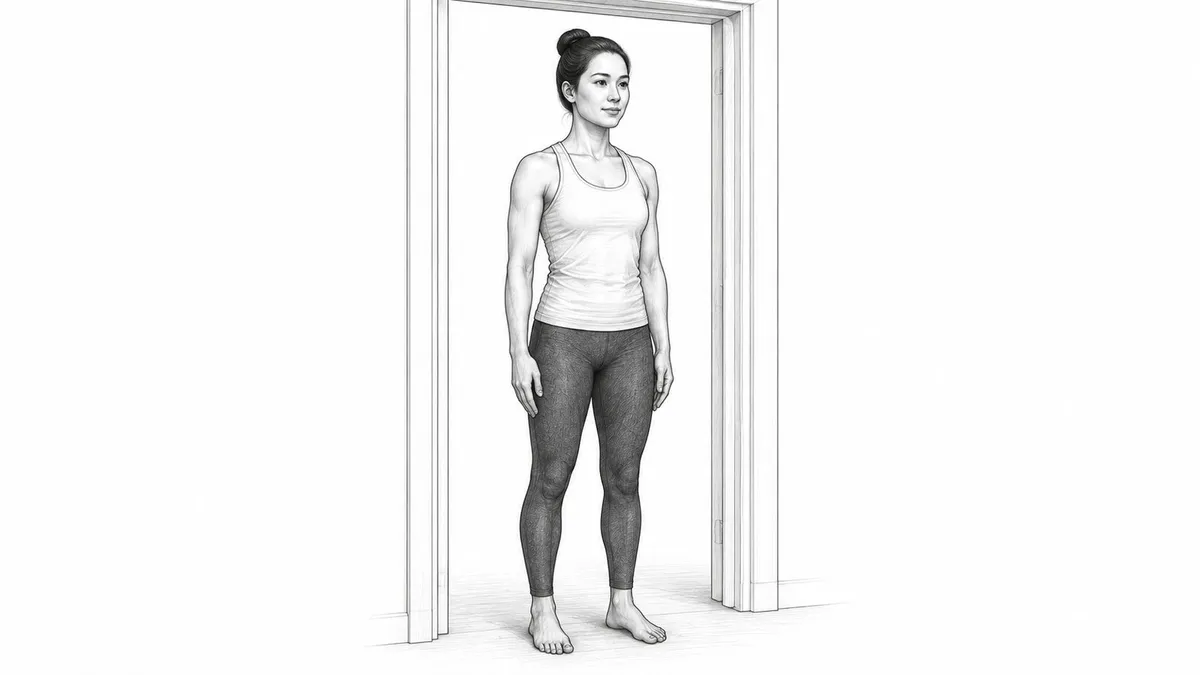 Step 1 for Pectoralis Major Stretch (Doorway) in Standing exercise