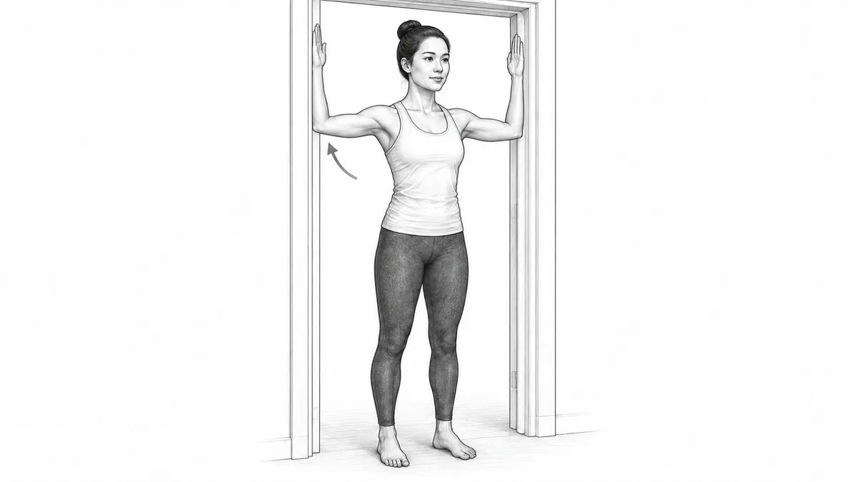 Step 2 for Pectoralis Major Stretch (Doorway) in Standing exercise