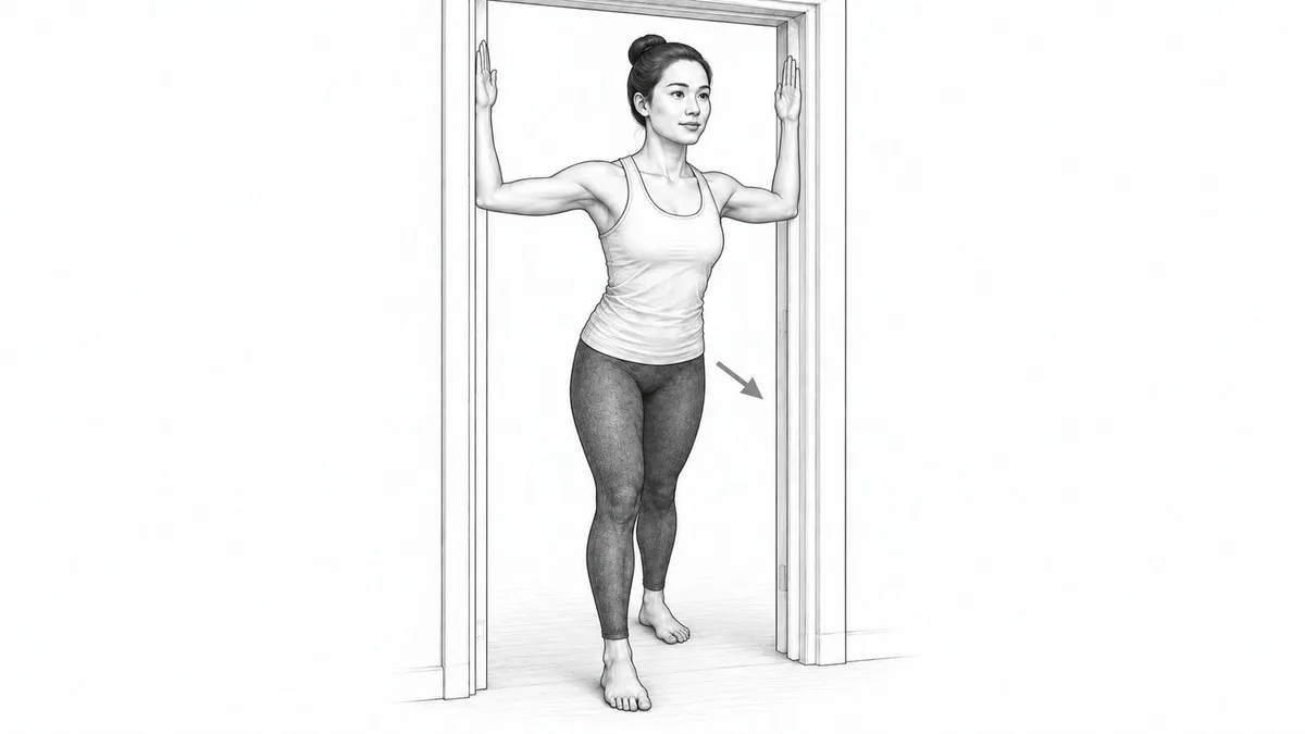 Step 3 for Pectoralis Major Stretch (Doorway) in Standing exercise