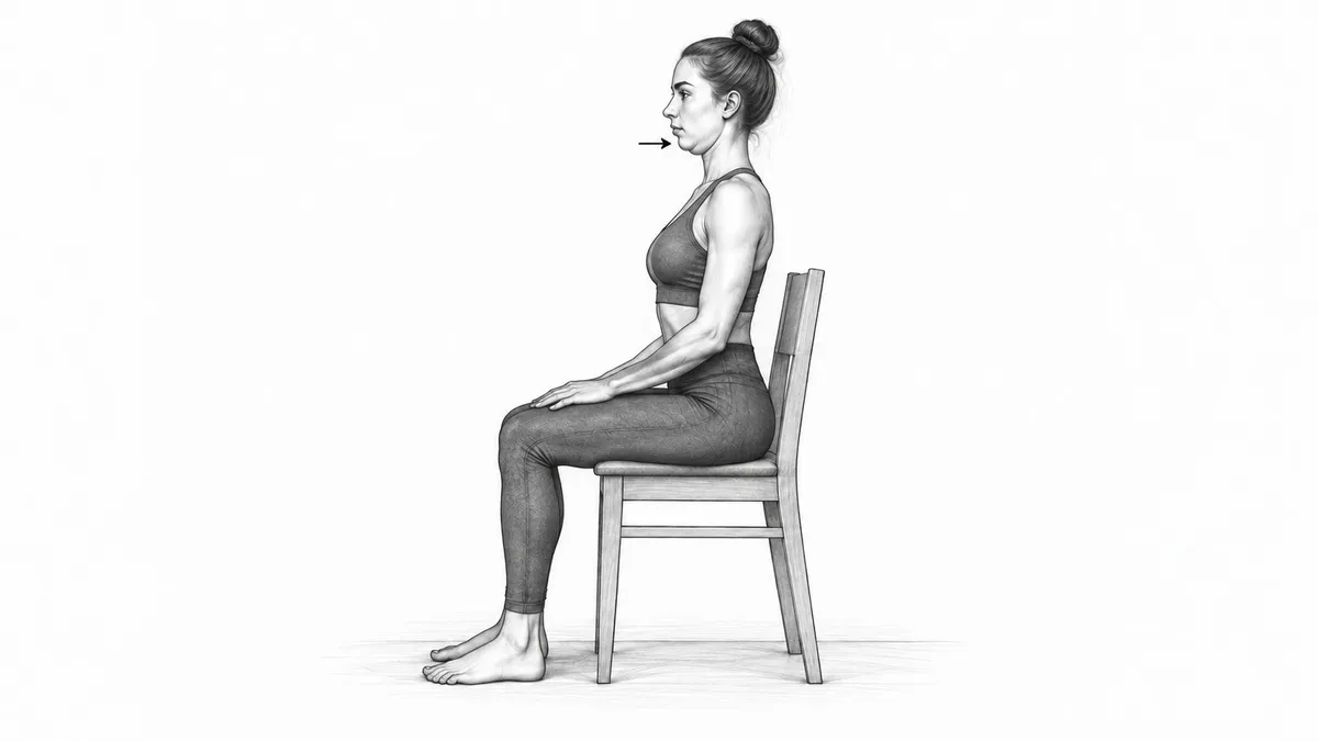Step 2 for Chin Tuck in Sitting exercise
