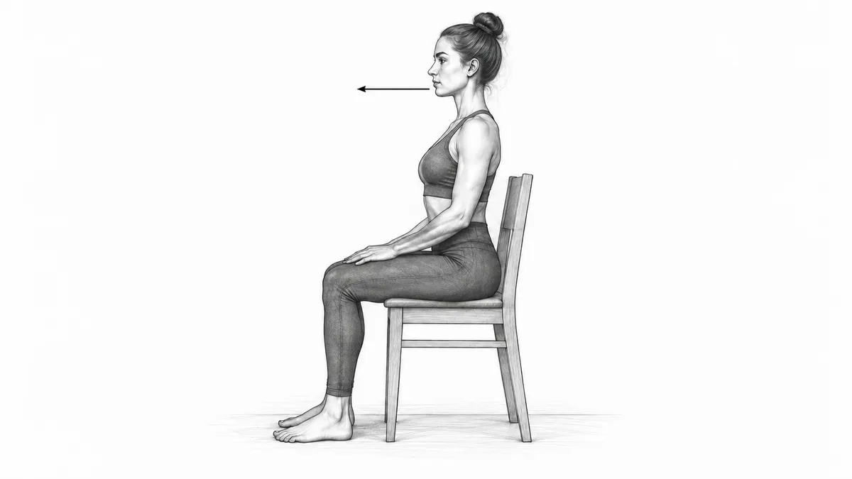 Step 4 for Chin Tuck in Sitting exercise