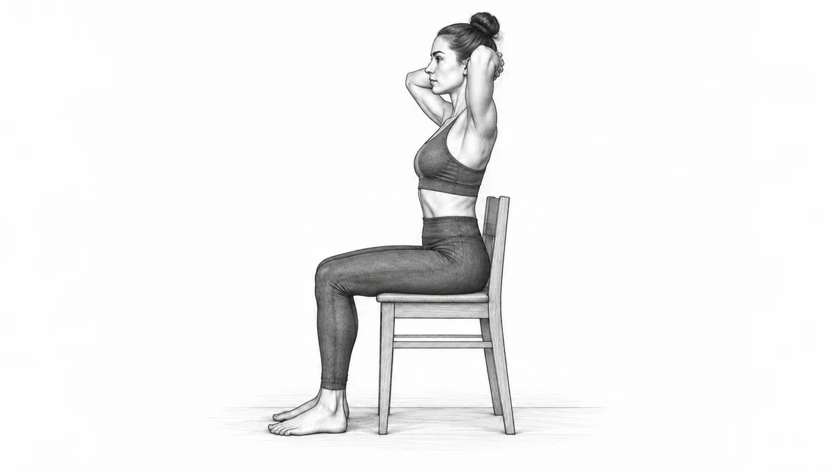 Step 1 for Seated Thoracic Extension over Chair Back exercise