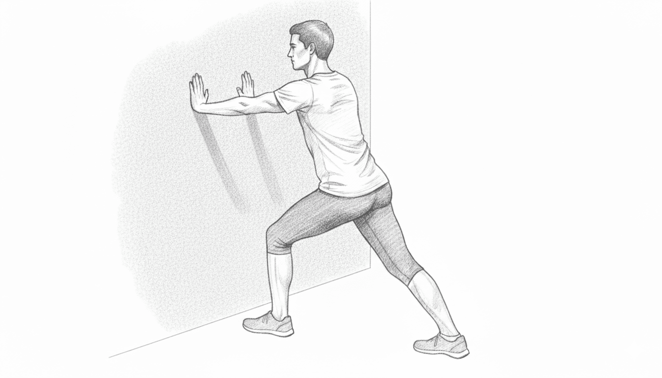 Step 2 for Wall facing calf stretch- Gastrocnemius exercise