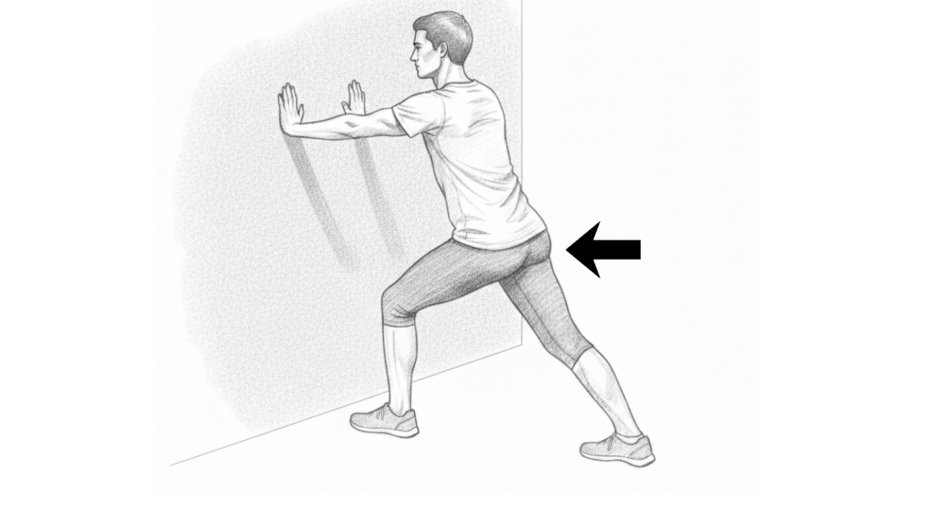 Step 3 for Wall facing calf stretch- Gastrocnemius exercise