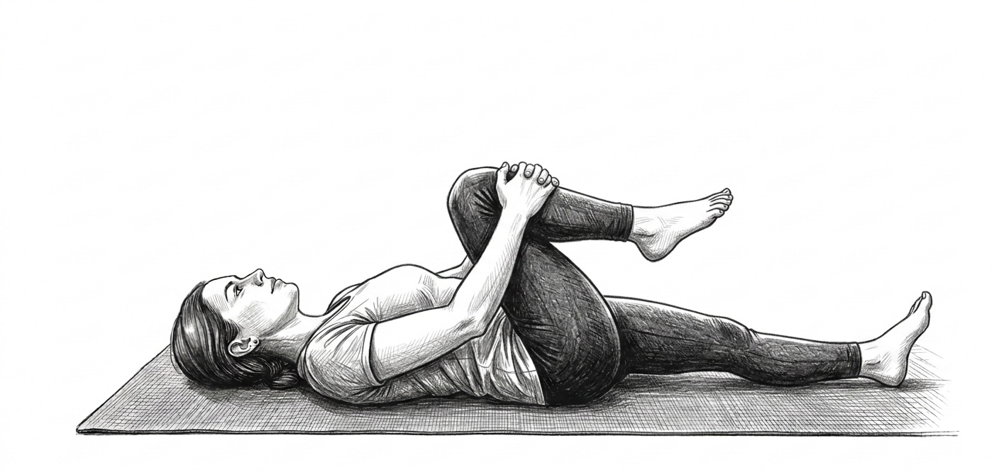 Step 2 for Single Knee to Chest stretch exercise