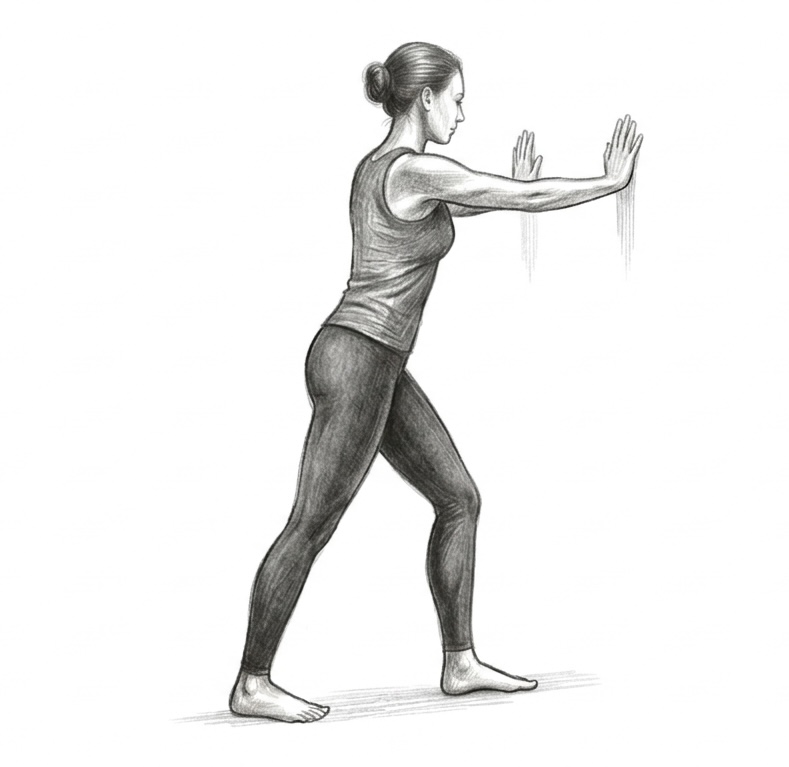 Step 1 for Wall facing calf stretch -Soleus exercise