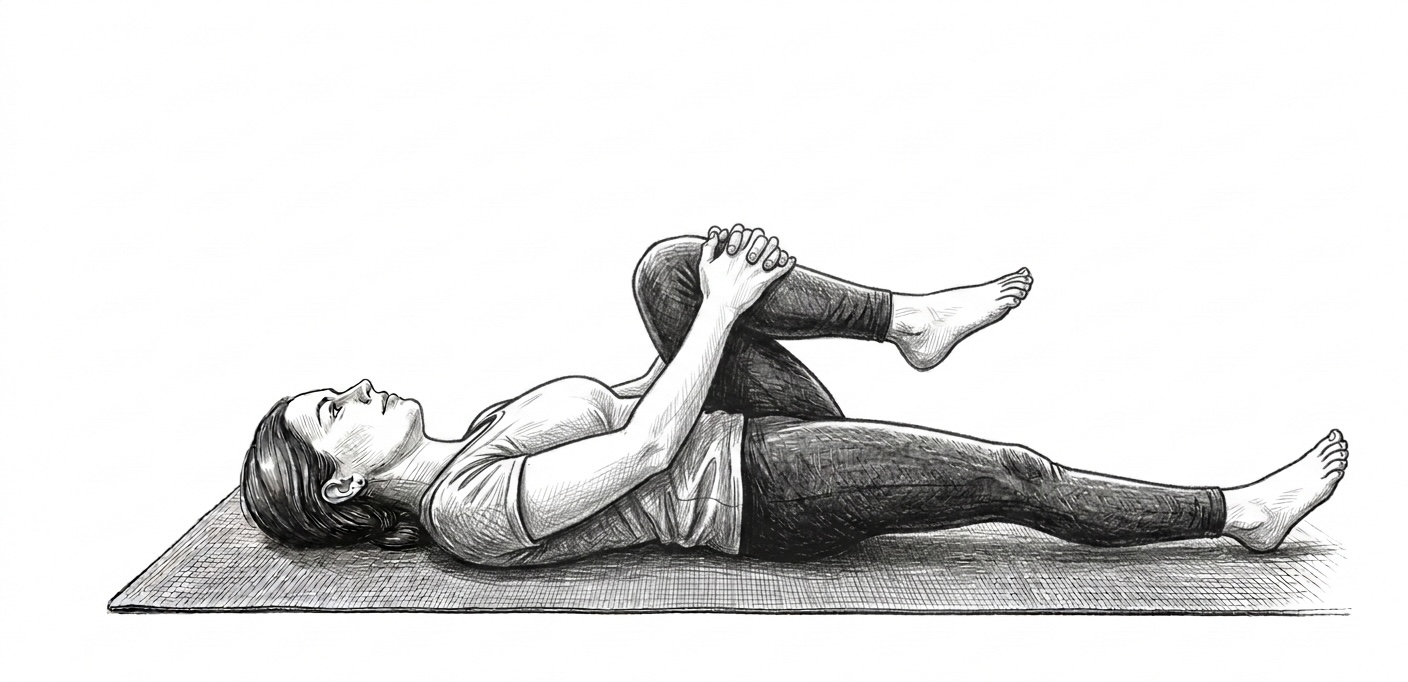 Step 5 for Single Knee to Chest stretch exercise